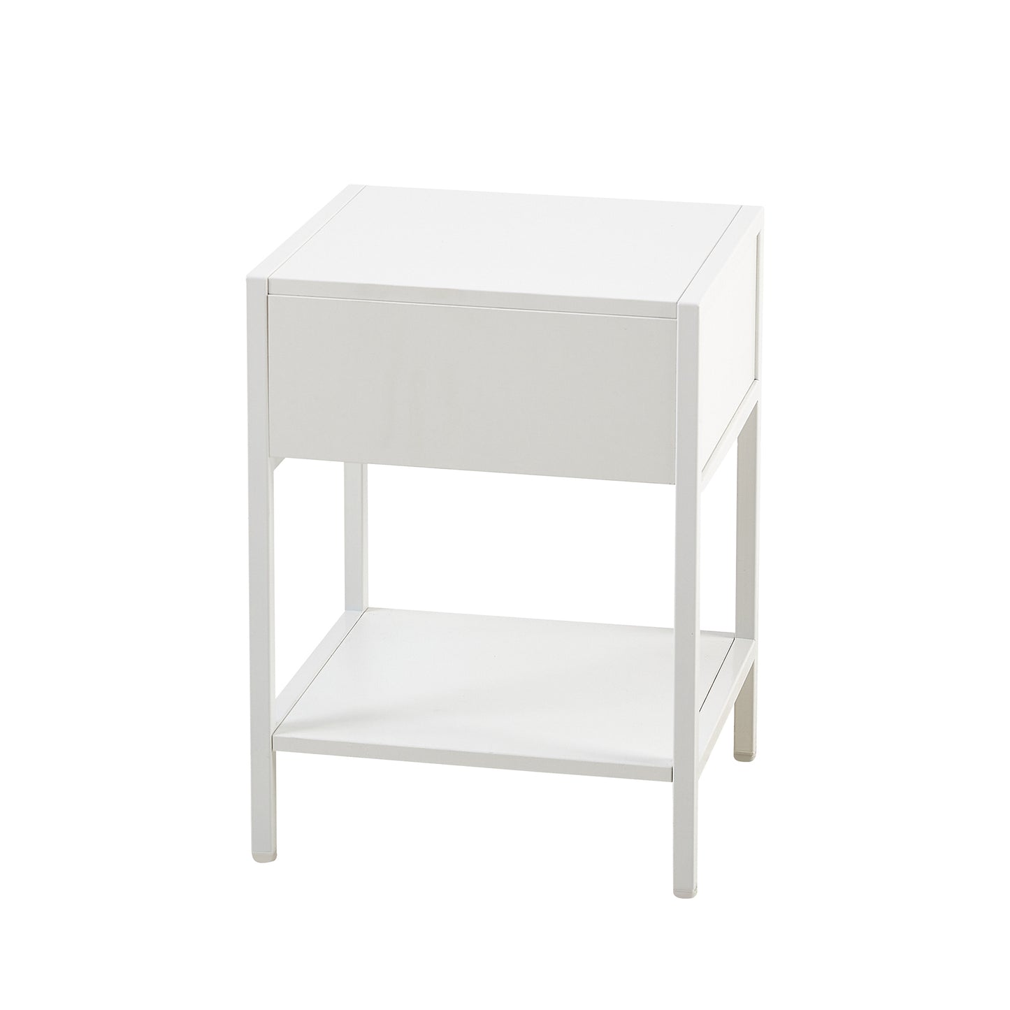 Set of 2 Rattan End Tables with Drawer Modern Nightstand Metal Legs Side Table for Living Room Bedroom White 15.74 Inch