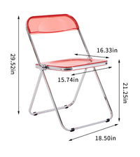 Clear Transparent Folding Chair Red Ruby PC Plastic Living Room Seat Stylish Modern Design