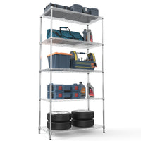 5 Tier Heavy Duty Wire Shelving Unit 72 Inch Height Adjustable Storage Rack for Kitchen Garage or Office