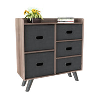 Dresser Organizer Cabinet with 5 Fabric Drawers Sturdy MDF Frame Wood Top Storage Unit for Home Office Dormitory