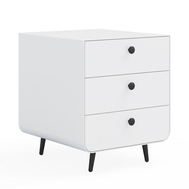 Modern Night Stand Storage Cabinet with 3 Drawers Steel Bedside Furniture Circular Handle for Living Room Bedroom