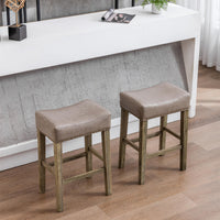 Counter Height 26" Bar Stools for Kitchen Counter Backless  Faux Leather Stools Farmhouse Island Chairs (26 Inch, Gray, Set of 2)
