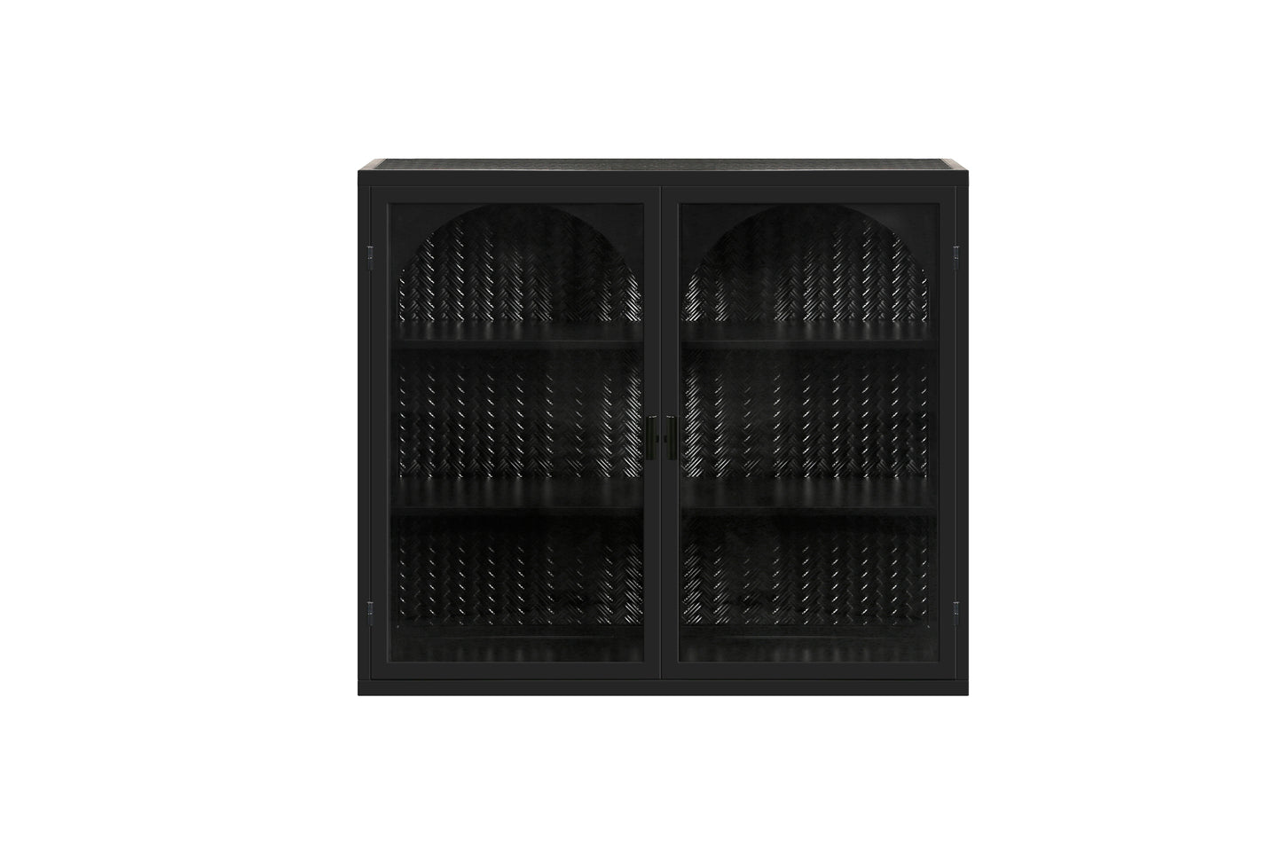 Modern Two-Door Wall Cabinet with Three-Tier Storage for Entryway Living Room Bathroom Dining Room Black Woven Pattern