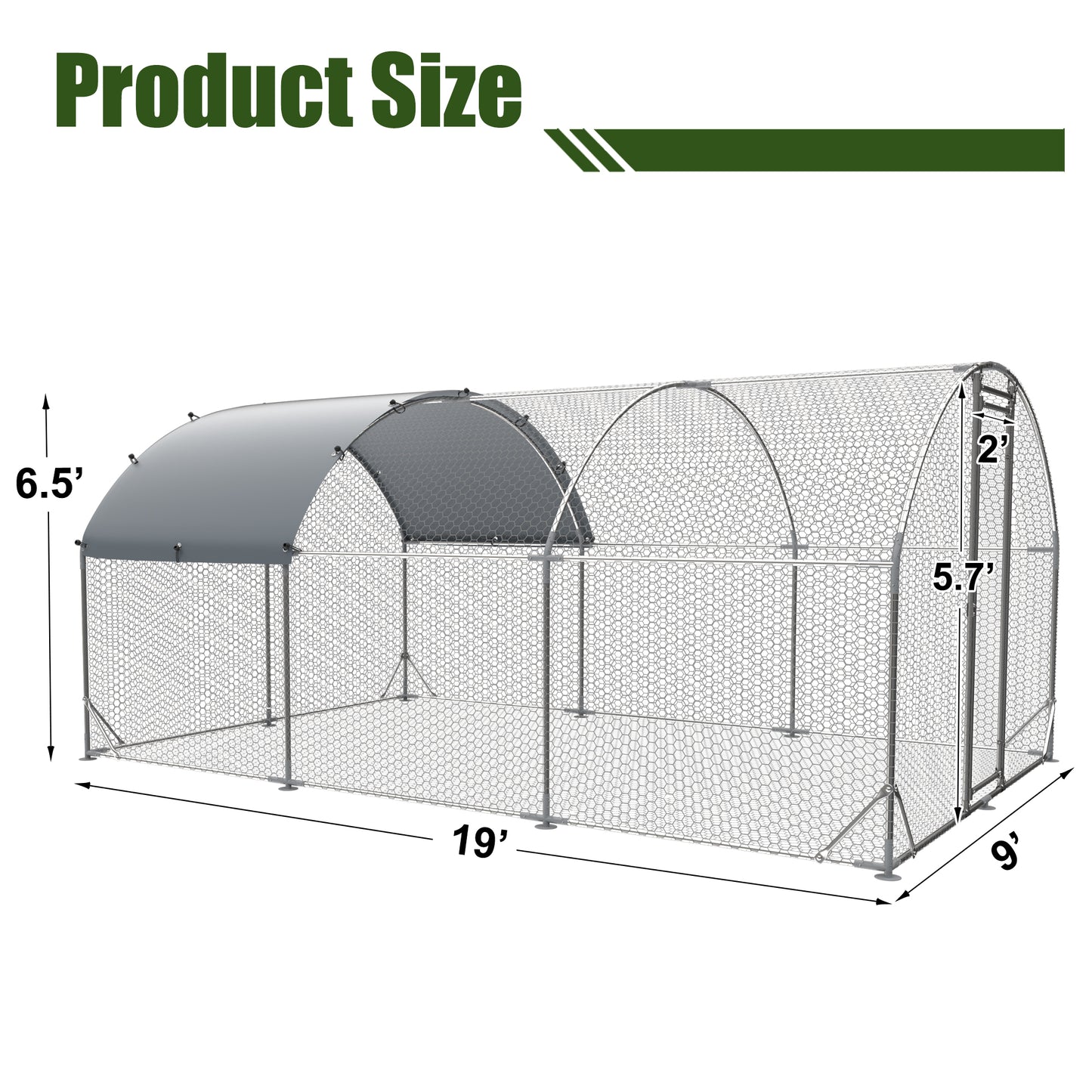 Large Metal Chicken Coop with Steel Wire Netting, Waterproof Oxford Cloth Cover, UV Protection, Outdoor Cage for Ducks, Rabbits