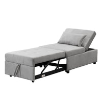 Folding Ottoman Sofa Bed Gray Versatile Space Saving Furniture for Living Room Guest Bed