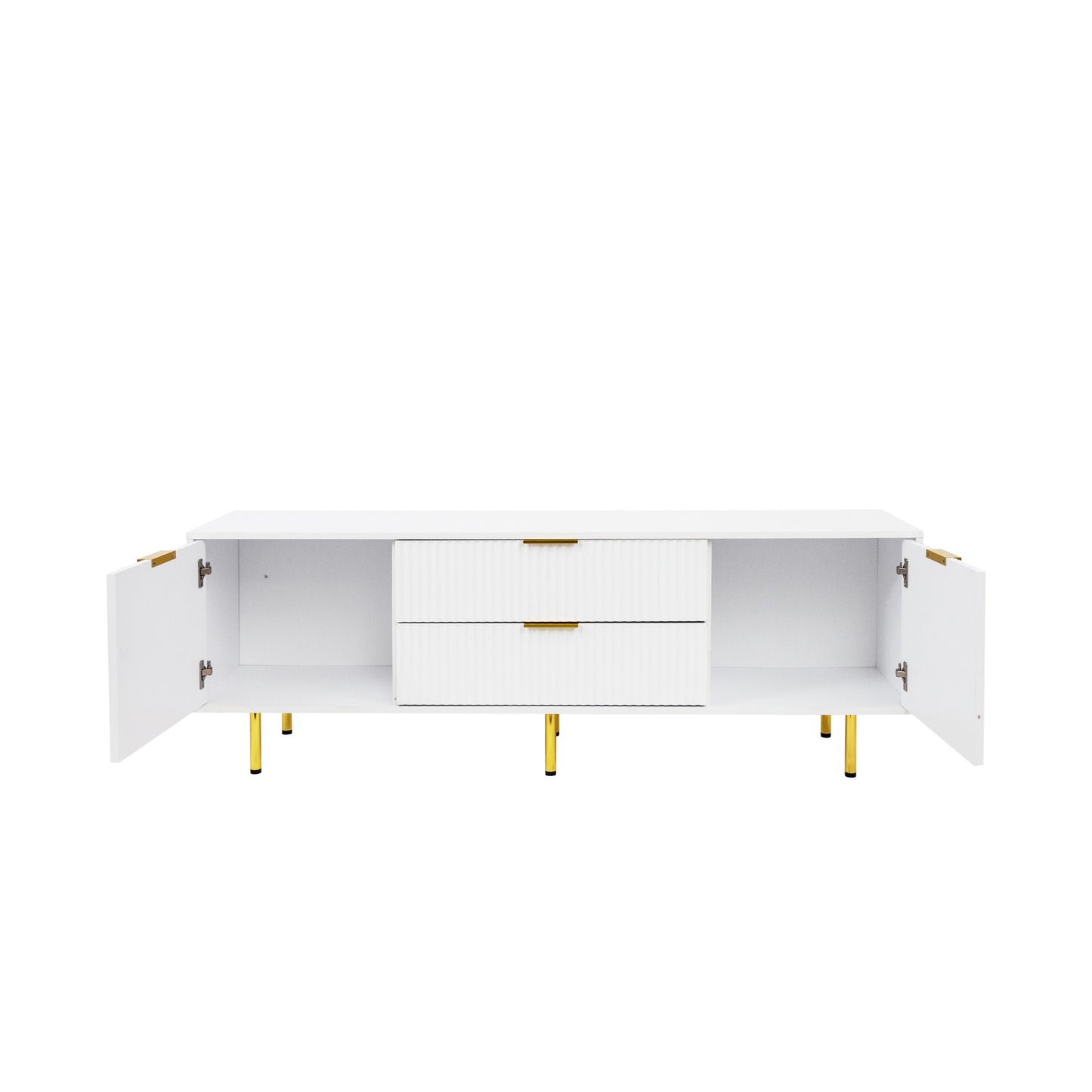 Modern Warm White TV Cabinet for Living Room Bedroom Storage Unit Entertainment Center