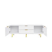 Modern Warm White TV Cabinet for Living Room Bedroom Storage Unit Entertainment Center