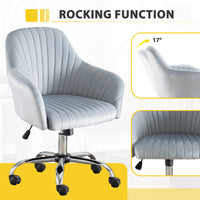 Modern Adjustable Velvet Accent Chair for Home Office Leisure Dark Grey with Height and Casters