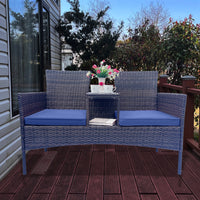 Modern Wicker Patio Conversation Set with Removable Cushions and Tempered Glass Table for Garden and Backyard