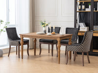 Ultra Side Dining Chair, Thickened fabric chairs with neutrally toned solid wood legs, Bronze nail head, Set of 2, Blue