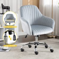Modern Adjustable Velvet Accent Chair for Home Office Leisure Dark Grey with Height and Casters