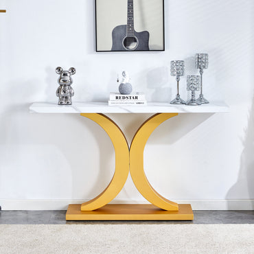 Modern Minimalist Gray Wood Foyer Table MDF Top Stainless Steel Bracket Stylish Entryway Furniture