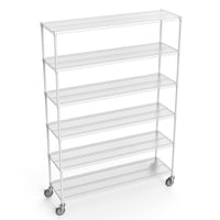 6 Tier Wire Shelving Unit Heavy Duty Adjustable Metal Garage Storage Shelves with Wheels 6000 LBS Capacity White