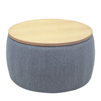 Round Storage Ottoman 2 in 1 Function End Table and Ottoman Dark Grey 25.5x25.5x14.5 Inches