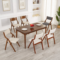 Upholstered folding Dining chair, space saving, easy to carry, Dining Room,No assembly required, 2-Pack-Grey+Walnut