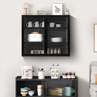 Modern Two-Door Wall Cabinet with Three-Tier Storage for Entryway Living Room Bathroom Dining Room Black 27.56 Inch