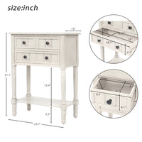 Slim Ivory White Console Table with 3 Storage Drawers and Bottom Shelf for Entryway or Living Room