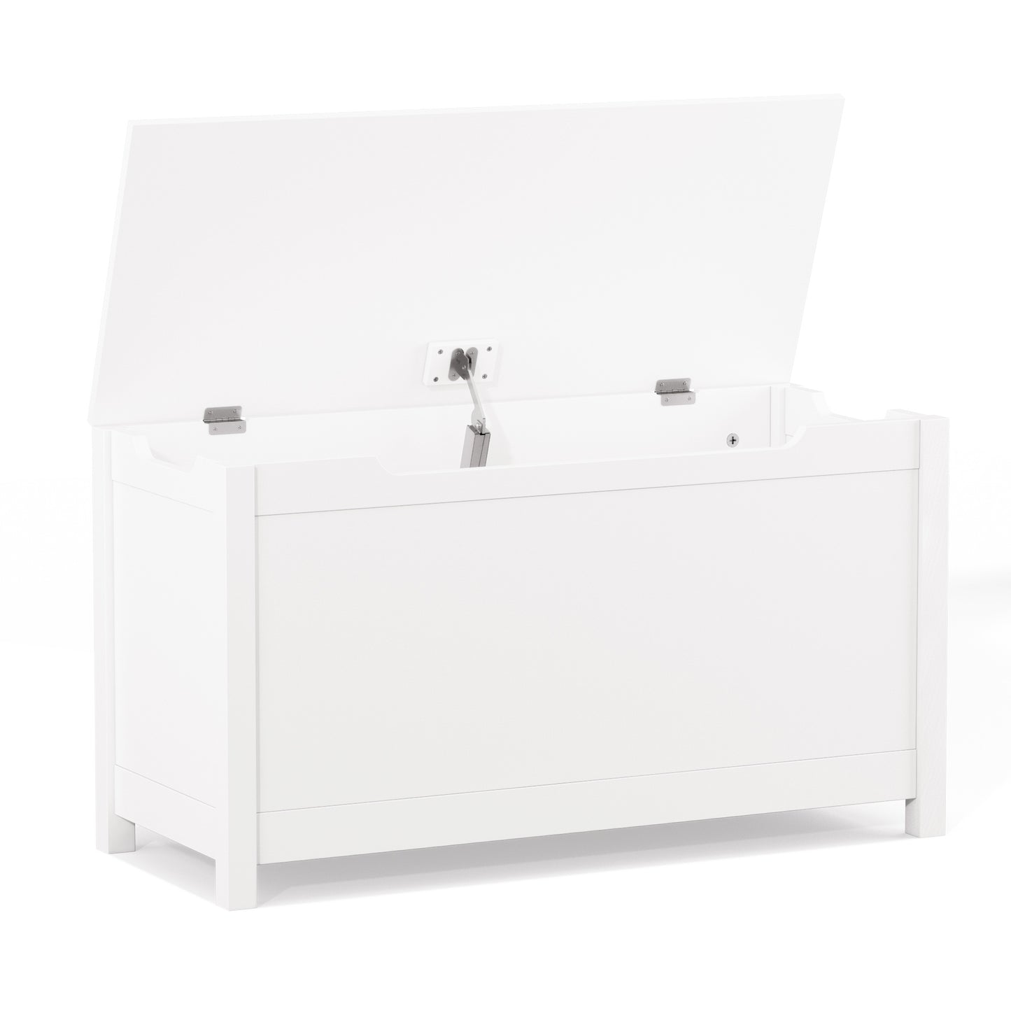 Kids Wooden Toy Box Storage with Safety Hinged Lid for Ages 2 and Up White