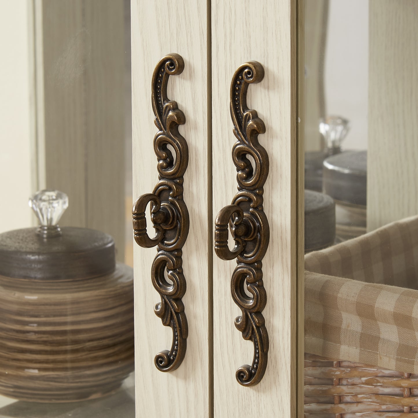 Elegant 2 Door Curio Cabinet with Glass Doors Adjustable Shelves Mirrored Back Lighted Display for Home Office