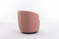 Light Pink Swivel Accent Armchair Barrel Chair with Black Powder Coated Metal Ring for Living Room or Office