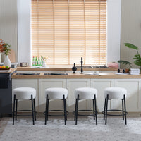 Set of 2 24 Inch Tall Round Upholstered Bar Stools for Kitchen and Coffee Shops Contemporary Design
