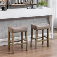 Counter Height 26" Bar Stools for Kitchen Counter Backless  Faux Leather Stools Farmhouse Island Chairs (26 Inch, Gray, Set of 2)