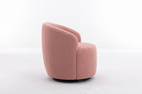 Light Pink Swivel Accent Armchair Barrel Chair with Black Powder Coated Metal Ring for Living Room or Office