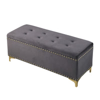 Large Storage Benches with Nailhead Trim Tufted Velvet 2 in 1 Combination for Living Room Entryway Hallway Bedroom Gold Legs 250lbs Capacity