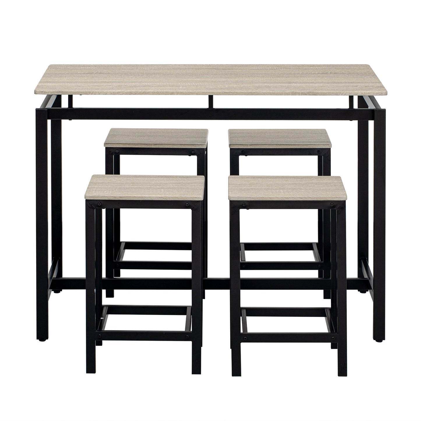 TREXM 5-Piece Compact Bar Table Set with Table and Stools - Modern Industrial Design, Space-Saving Furniture for Dining Room and Breakfast Nook (OAK)