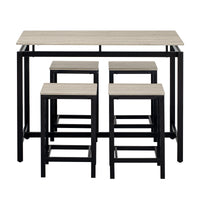 TREXM 5-Piece Compact Bar Table Set with Table and Stools - Modern Industrial Design, Space-Saving Furniture for Dining Room and Breakfast Nook (OAK)