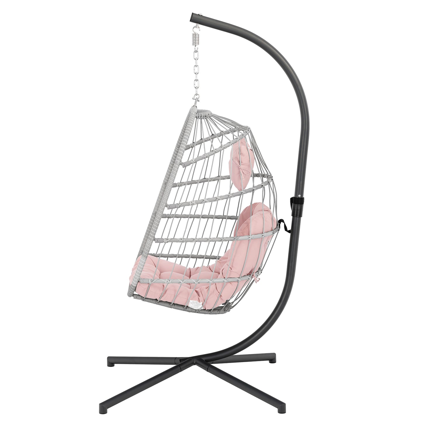 Outdoor Wicker Rattan Swing Chair Hammock chair Hanging Chair with Aluminum Frame and Blue Cushion Without Stand pink cushion