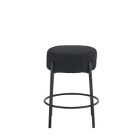 Set of 2 24 Inch Tall Round Upholstered Bar Stools for Kitchen and Coffee Shops Contemporary Design
