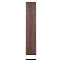 Tall Walnut Finish Open Bookshelf with LED Lights and Storage Drawer for Living Room and Office