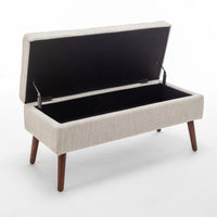 Off White Storage Bench for Bedroom or Entryway 43.7 Inch Ottoman Foot of Bed Seating Solution