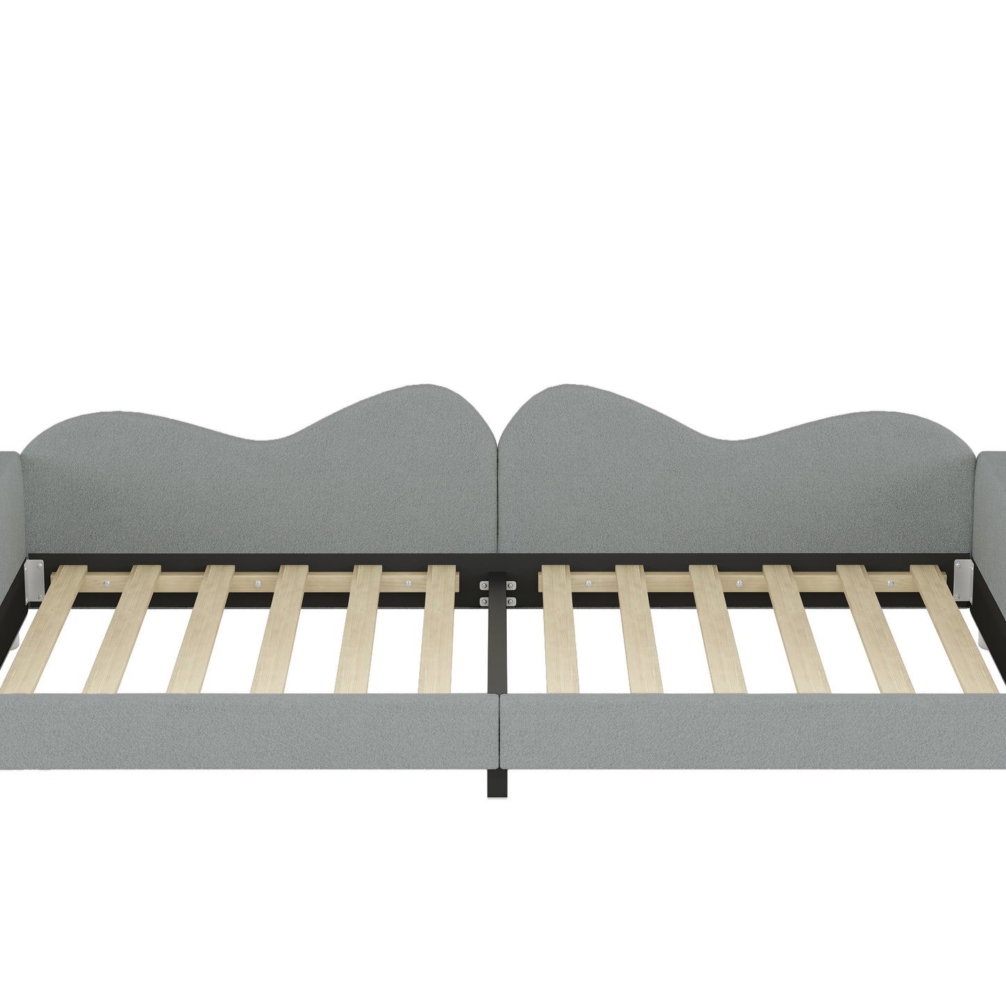 Twin size Upholstered Daybed, Sherpa Fabric Sofabed with Cloud-Shaped Backrest, No Box-spring Needed, Gray