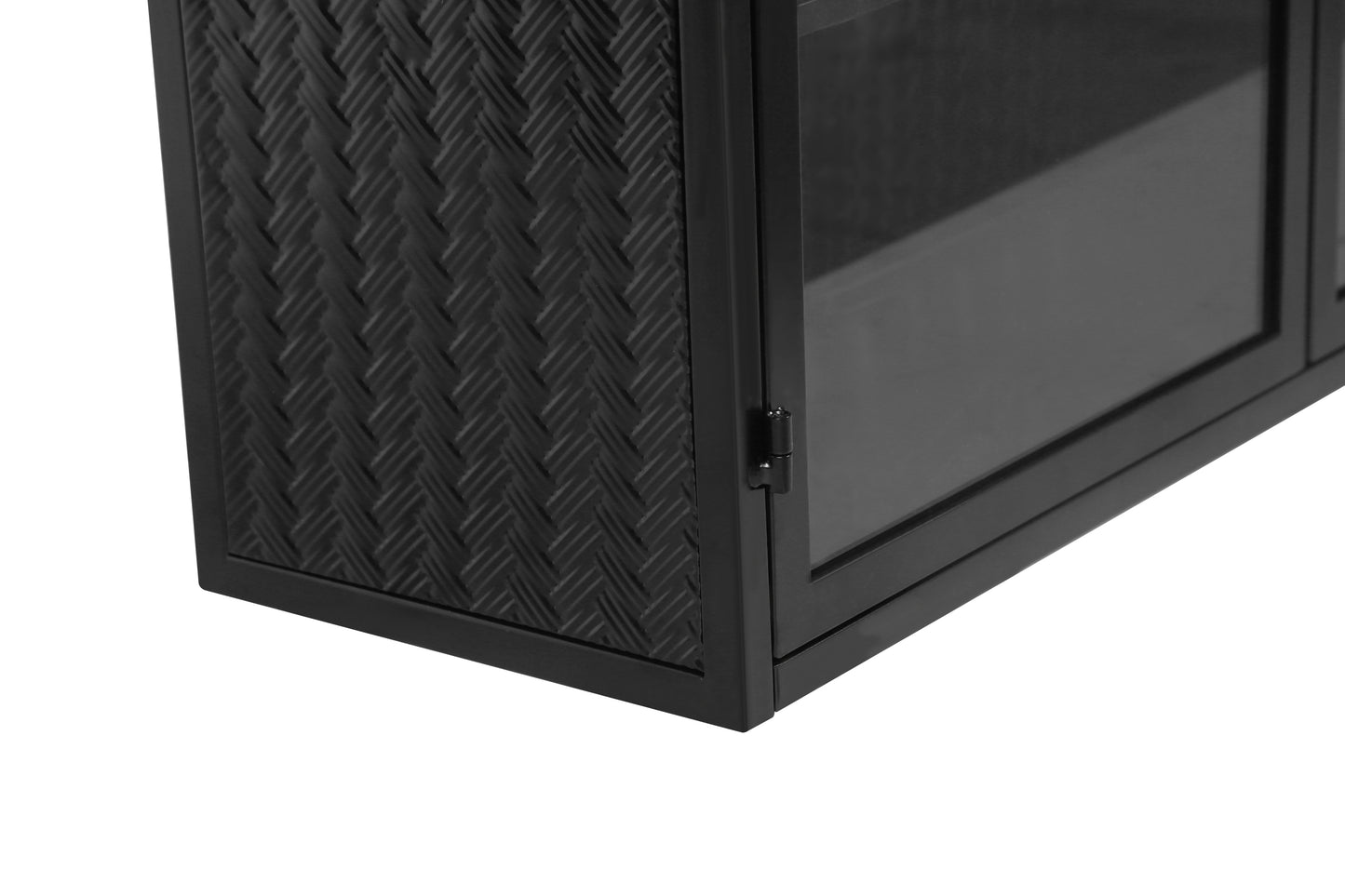 Modern Two-Door Wall Cabinet with Three-Tier Storage for Entryway Living Room Bathroom Dining Room Black Woven Pattern