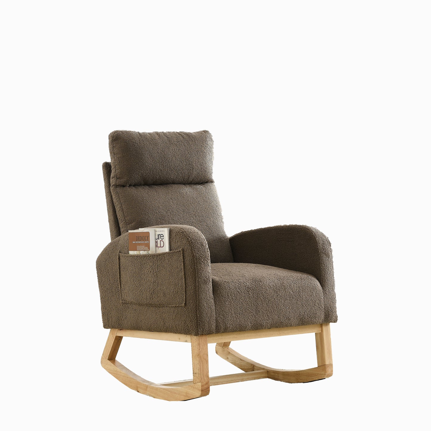 Modern Accent High Backrest Living Room Lounge Arm Rocking Chair with Two Side Pockets 27.6 Inch