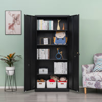 High Storage Cabinet with 2 Doors and 4 Partitions for Organized Home Office Storage Spaces