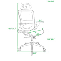 Ergonomic High Back Mesh Office Chair with Adjustable Headrest, Flip-Up Arms, Lumbar Support, Tilt Lock, Chrome Legs