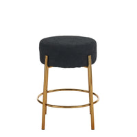 Contemporary Set of 2 24 Inch Upholstered Round Bar Stools for Kitchen and Cafe Stylish Seating