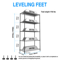 5 Tier Heavy Duty Wire Shelving Unit 72 Inch Height Adjustable Storage Rack for Kitchen Garage Office Organization