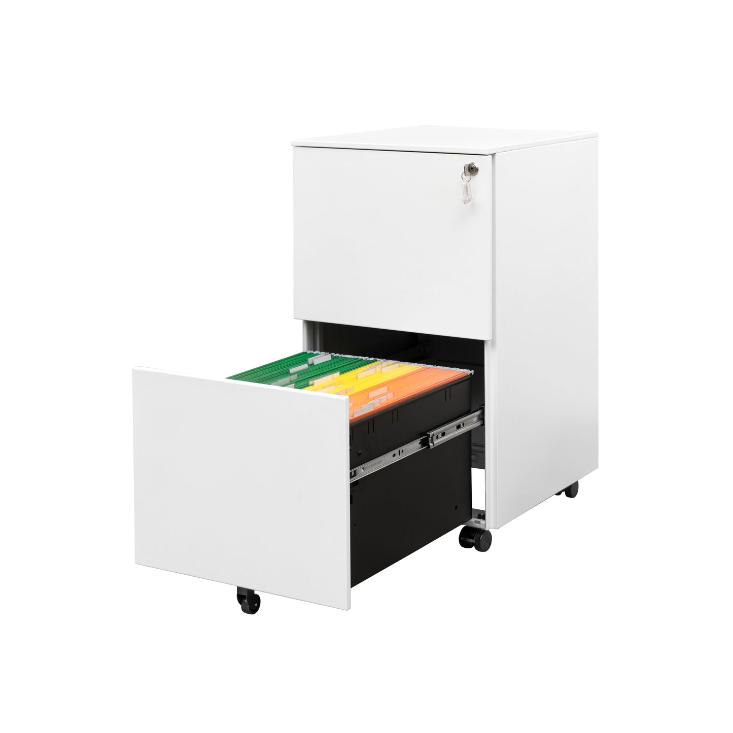 2 Drawer Mobile File Cabinet with Lock Rolling Office Storage Anti-Tilt Wheels Legal Letter Size Under Desk