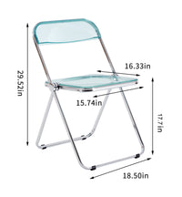 Light Blue Clear Transparent Folding Chair Plastic Living Room Seat Comfortable Space-Saving Design