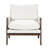 Mid-Century Modern Velvet Accent Chair Solid Wood Leisure Chair Thick Seat Cushion for Living Room Bedroom Studio White