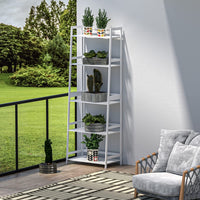 5 Tier White Ladder Shelf Modern Open Bookcase for Bedroom Living Room Office Storage Display