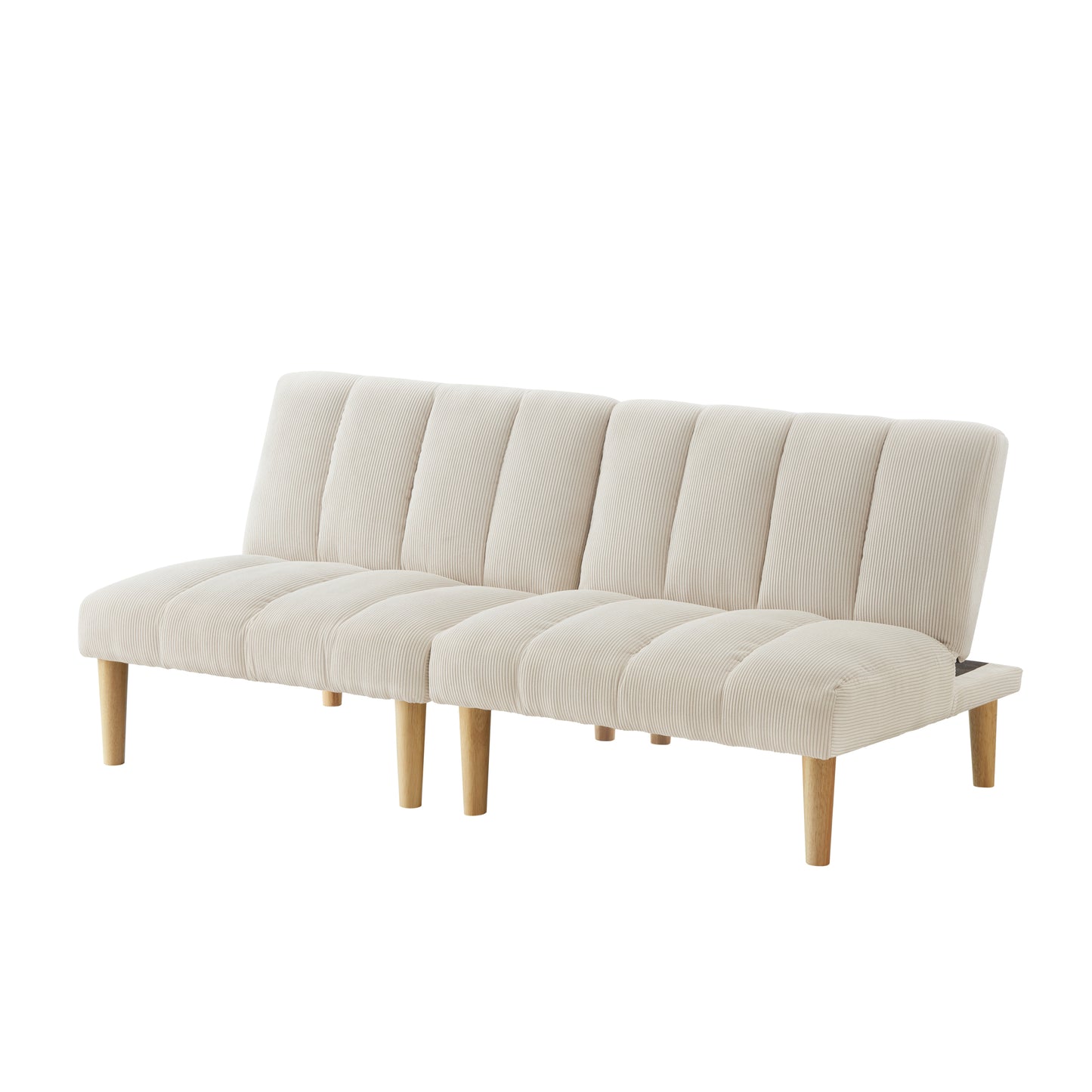 Corduroy fabric, wooden legs convertible sofa bed (Color:Beige)