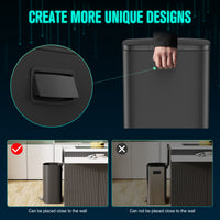 Curved Surface 13 Gallon 50L Kitchen Foot Pedal Soft Close Trash Can Stainless Steel Rectangular Bin with 30 Garbage Bags BLACK