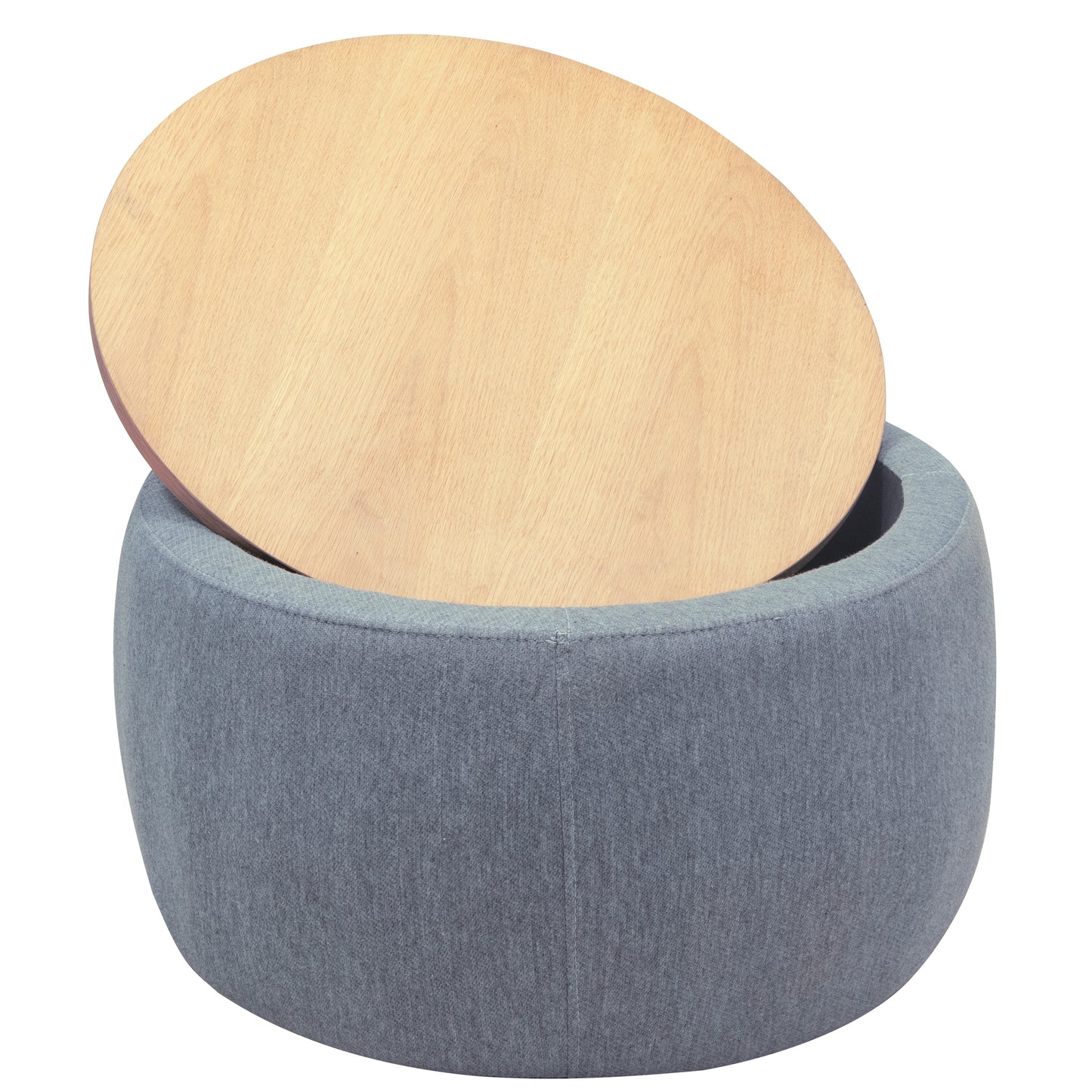 Round Storage Ottoman 2 in 1 Function End Table and Ottoman Dark Grey 25.5x25.5x14.5 Inches