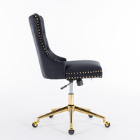 Premium Spring Cushioned Adjustable Desk Chair With Hand-Pulled Buttons And Golden Metal Base