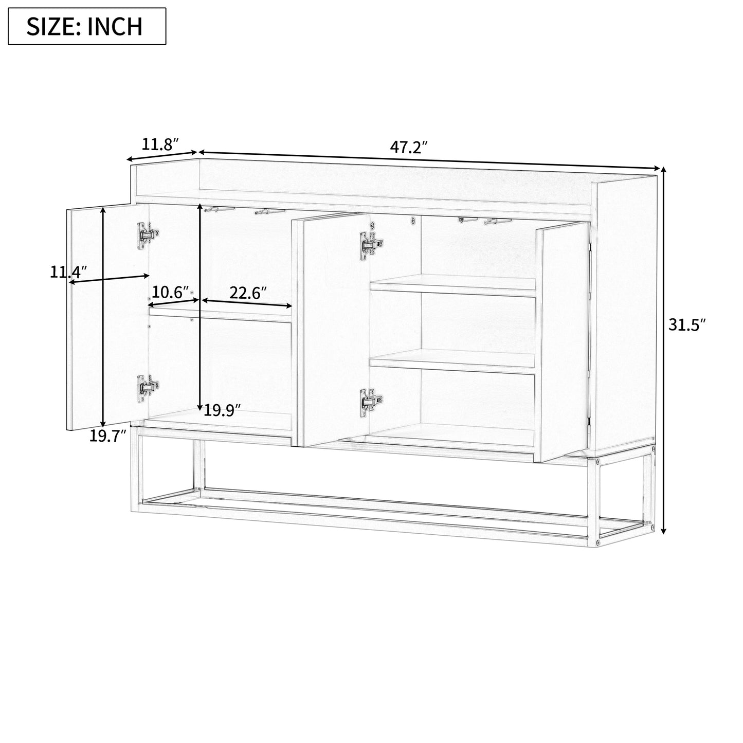 Modern Sideboard Elegant Buffet Cabinet Large Storage Space for Dining Room Entryway Navy